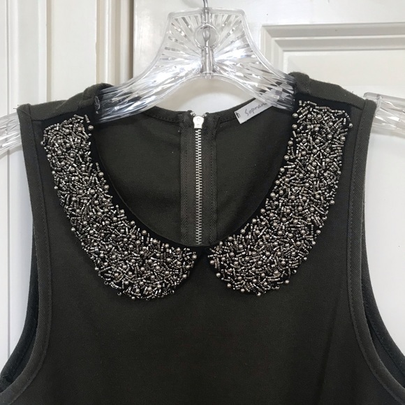 Soprano olive green peplum collared top - Picture 2 of 4